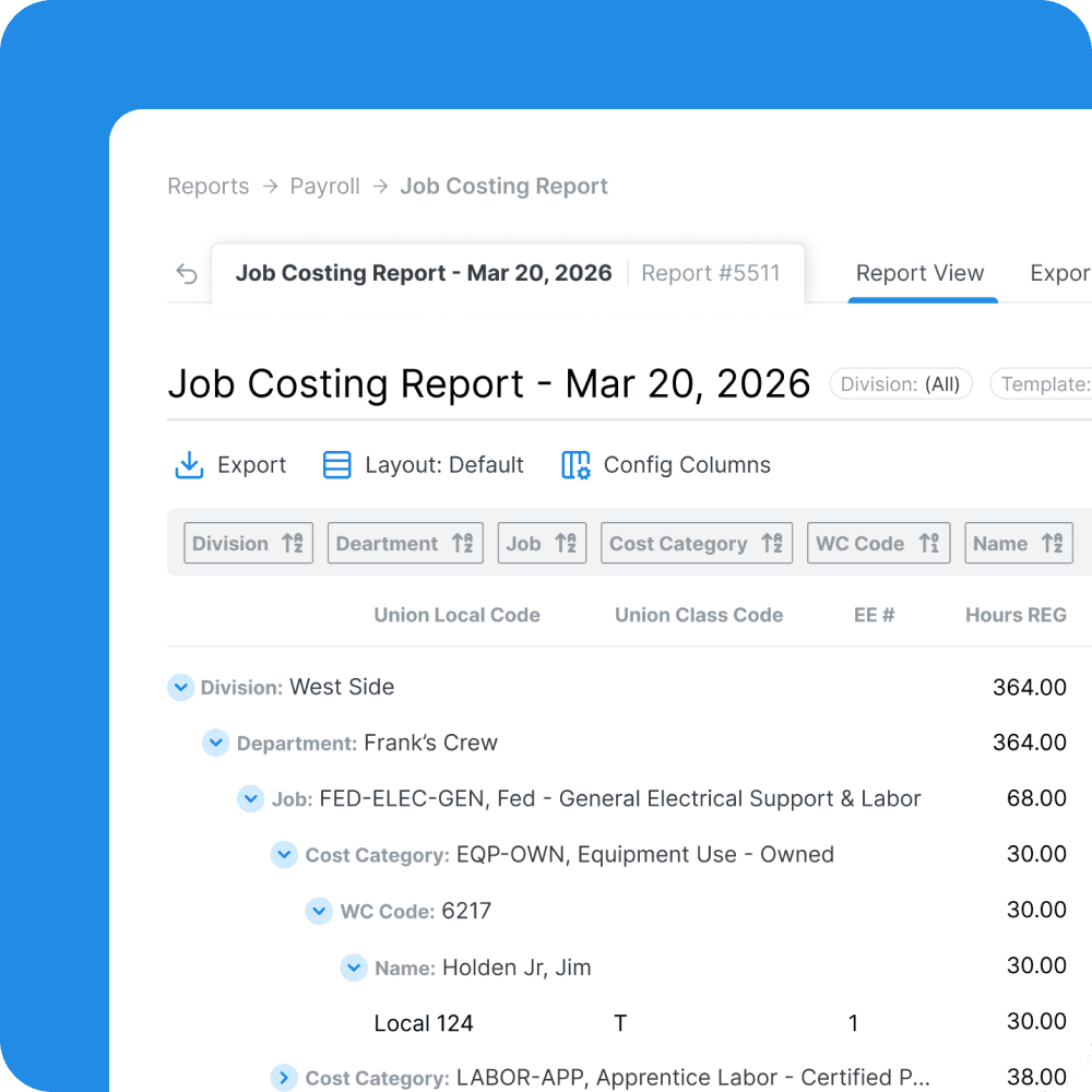 Labor cost tracking by budget code and department