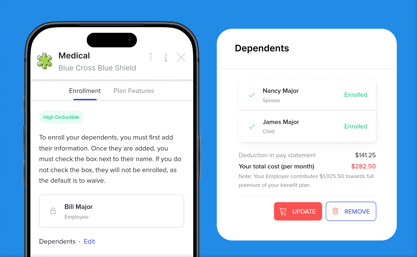 Benefits self-service enrollment interface