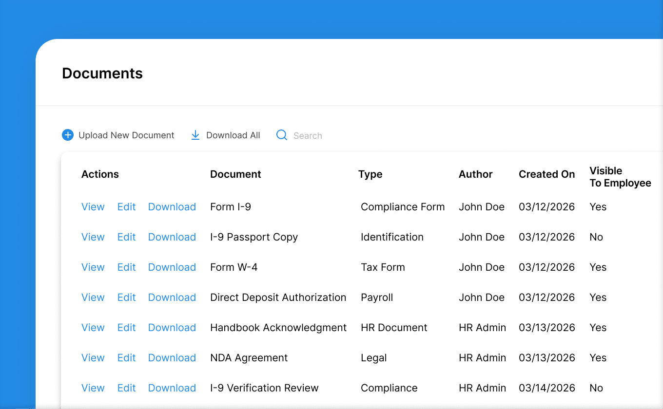 E-Verify records and submission history interface