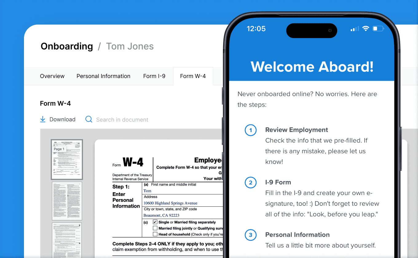 Multi-phase employee onboarding workflow