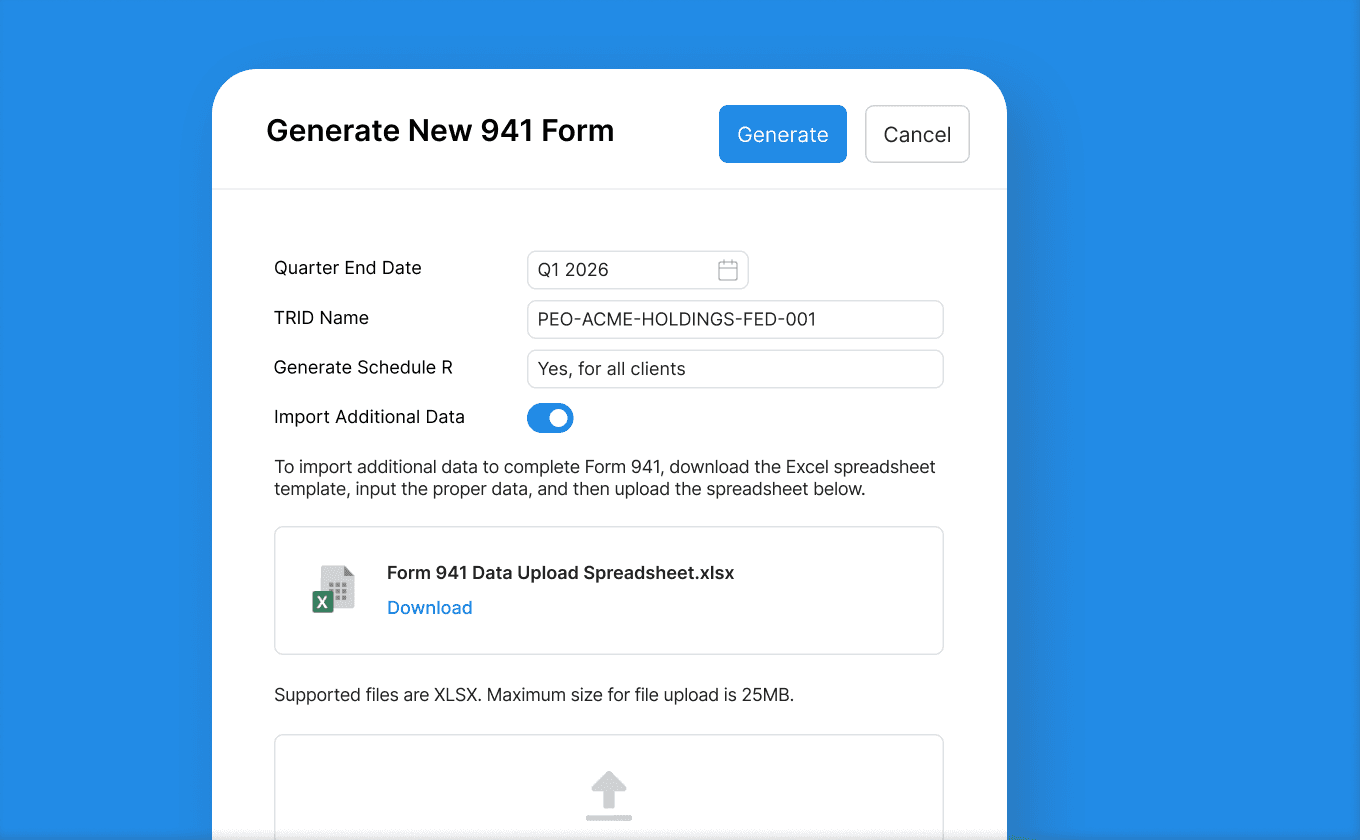 Tax filing forms generation workflow in Worklio