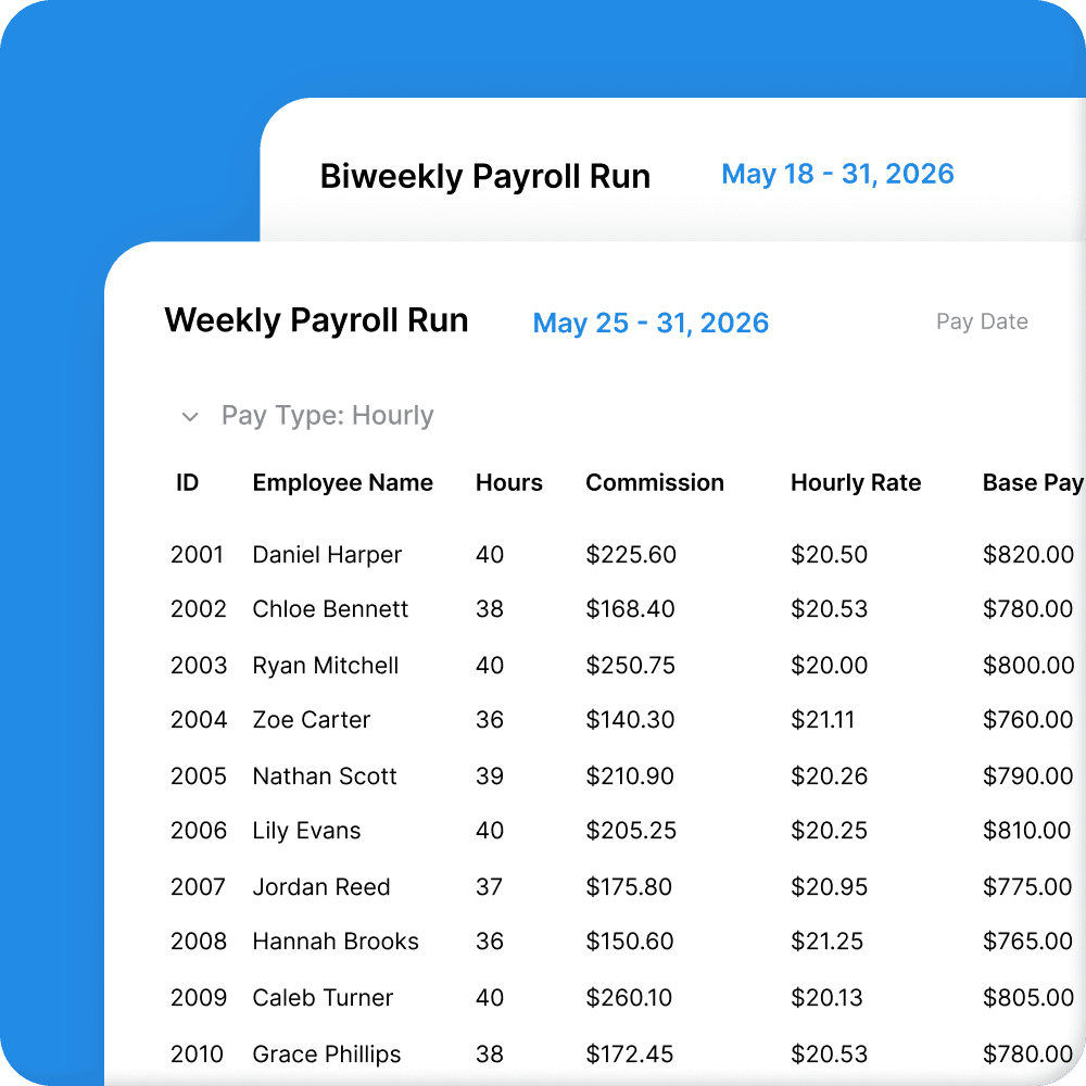 Run different payroll frequencies for hourly and salaried employees